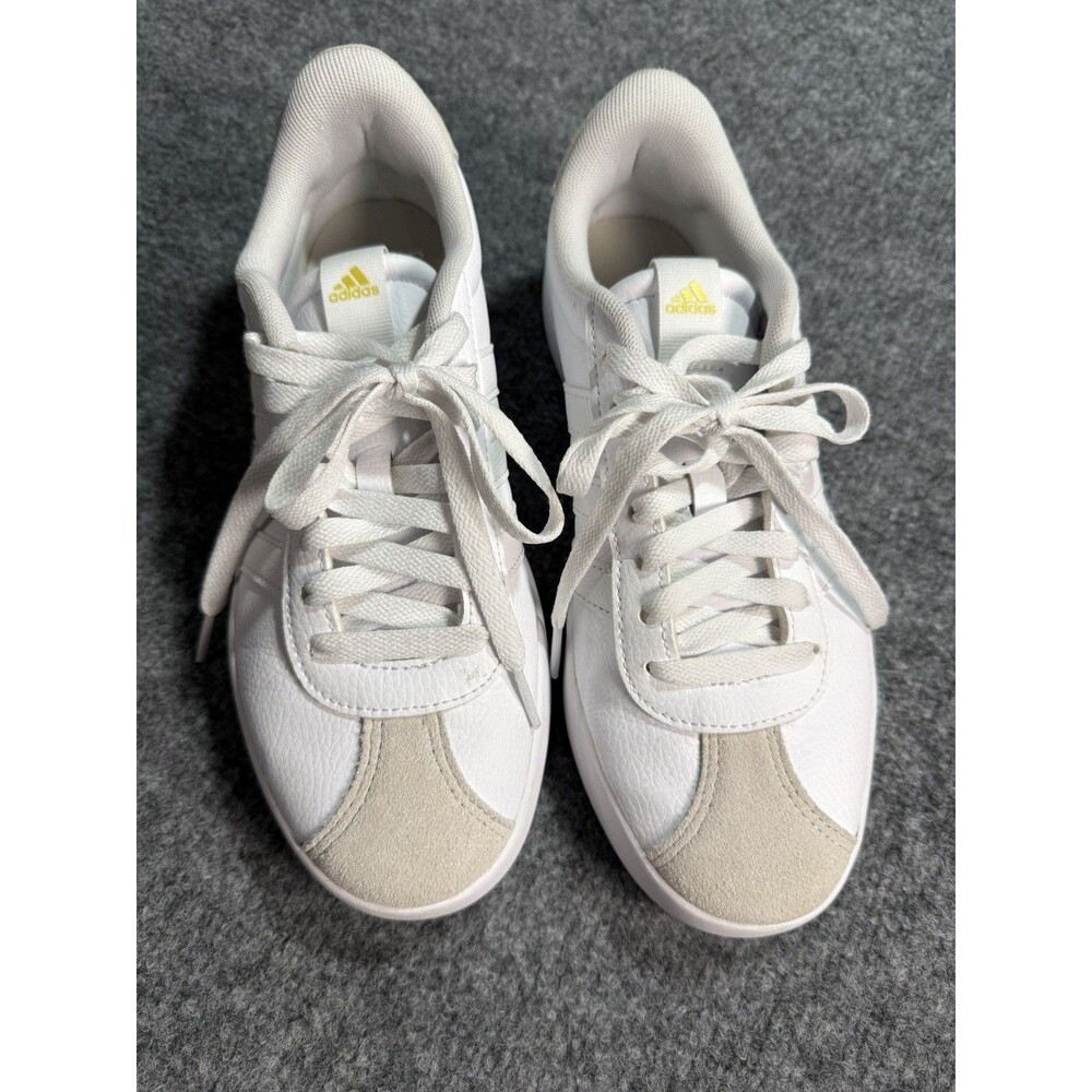 Adidas VL Court 3 Women’s Sneakers White Gold Leather Suede Toe Size 8.5 Casual